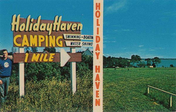 holiday haven camping postcard